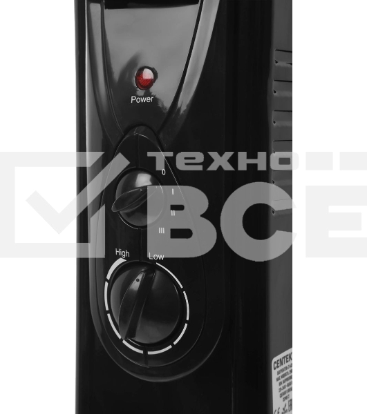 Масляный обогреватель Centek CT-6202 (11 секций) черный, 2500 Вт, 25 м2, термостат
