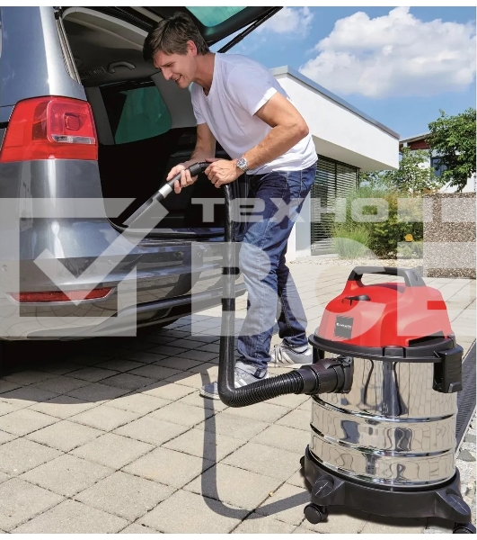 Строительный пылесос Einhell TC-VC 1820 S Kit серебристый/красный, 1250 Вт, уборка сухая/влажная, пылесборник мешок, 20 л