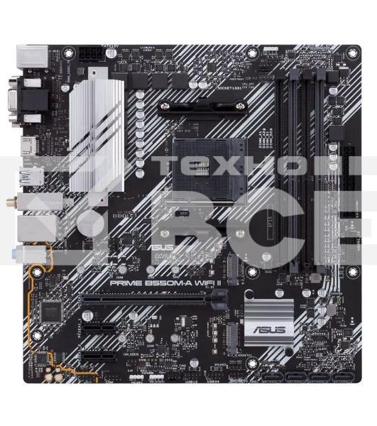 Материнская плата ASUS PRIME B550M-A WIFI II, AM4, AMD B550, 4xDDR4, 4xSATA, 2xM.2, 1xPCI-E 4.0 x16, 2xPCI-E x1, 1xDVI-D, 1xHDMI, 1xVGA, 1x 1Gb LAN, 2xUSB-A 3.2 Gen 2, 4xUSB-A 3.2 Gen 1, 3x3.5 мм, 7.1, Micro-ATX