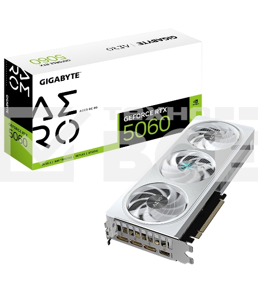 Видеокарта Gigabyte PCI-E 5.0 GV-N5060AERO OC-8GD 1.0 NVIDIA GeForce RTX 5060 8Gb 128bit GDDR7 2595/28000 HDMIx1 DPx3 HDCP Ret