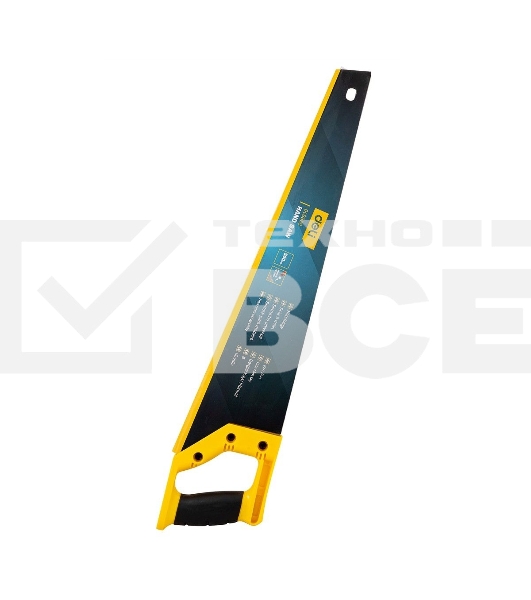 Ножовка по дереву Deli DL6850 500мм Материал: 65Mn. Термообработанная поверхность. Зубья пилы: 7 TPI. Шлифовка зубов с 2-х сторон. Литая ручка из двухкомпонентного противоударного пластика.