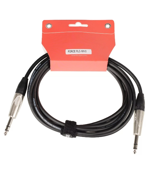 Кабель аудио FORCE FLC-101/31/4' TRS Jack - 1/4' TRS Jack, высококачественный стерео, используется для балансного подключения студийных мониторов, диаметр 6 мм, профессиональные металлические разъемы, длина 3 м