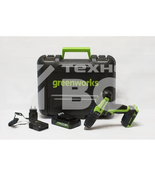 Дрель-шуруповерт Greenworks 3704007UA, Аккумуляторная, 24В