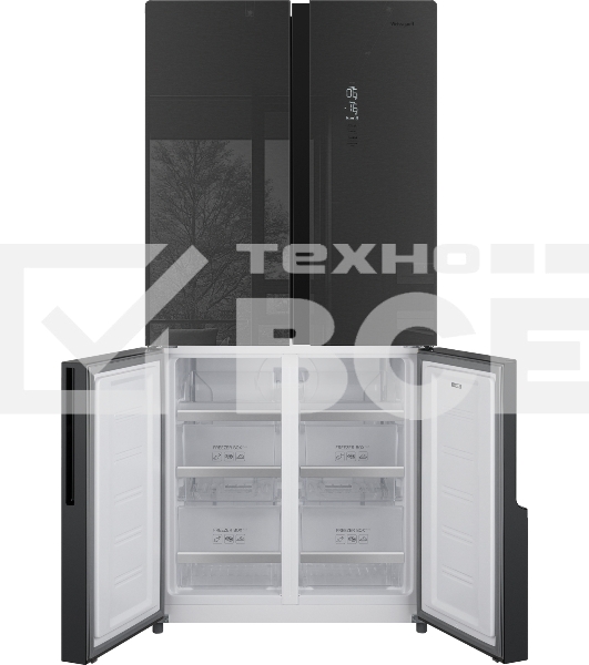 Холодильник Weissgauff WCD 450 INOX GLASS нержавеющая сталь трехкамерный side-by-side 286/141л морозилка снизу