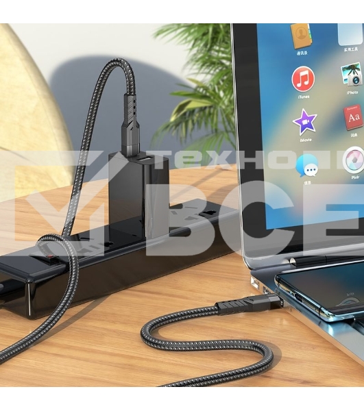 Кабель Hoco U110 Type-C to Type-C USB Type-C (m)-USB Type-C (m) 1.2м черный коробка