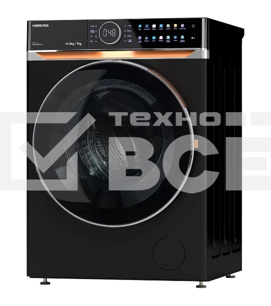 Стирально-сушильная машина HIBERG i-DDQ10 - 10714 B черный матовый загр. фронтальная макс.: 10,5 кг 1400 об/мин класс: А+++