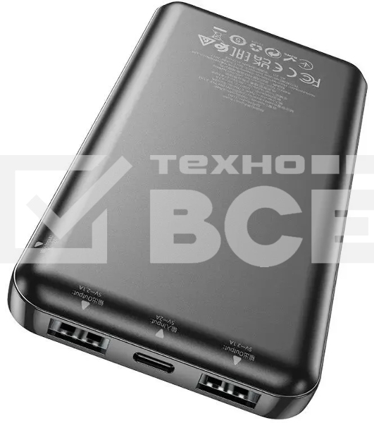Мобильный аккумулятор Hoco J100 High-ranking 10000mAh 2.1A 2xUSB-A черный