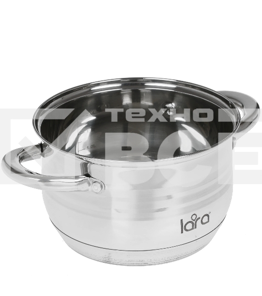 Кастрюля Lara LR02-581 SONATA 18x11,5 см, 2.9 л, 7-СТУПЕНЧАТОЕ ДНО, комбо-полировка, крышка, нержавеющая сталь