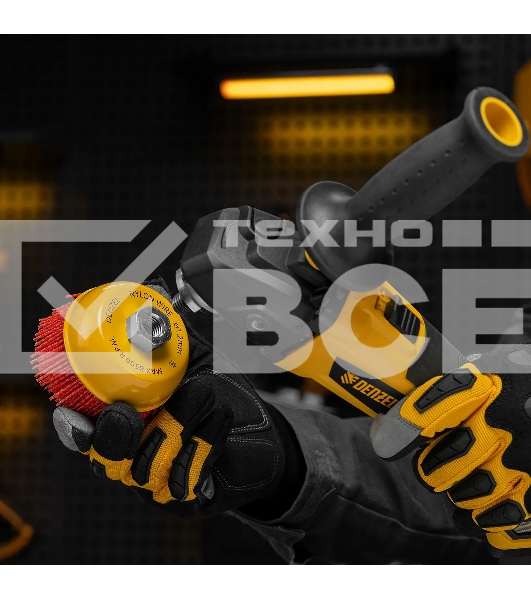 Щетка для УШМ Denzel 100 мм, чашка, нейлоновая щетина, М14