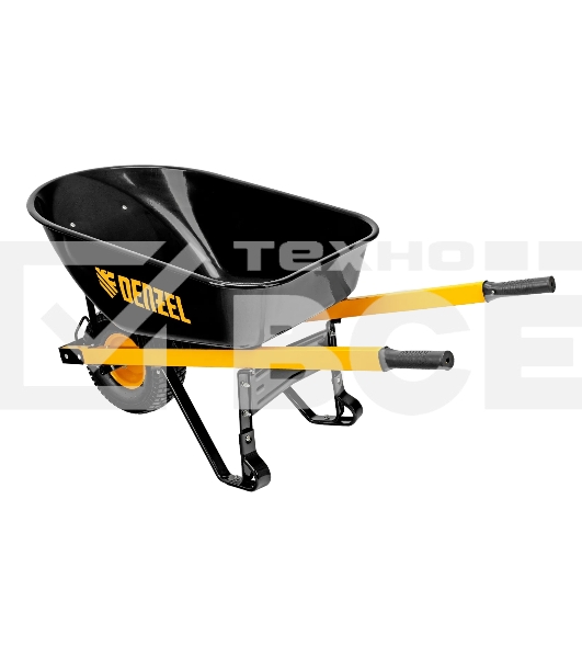 Тачка строительная Denzel усиленная, объем 140 л, 230 кг, колесо 15х6.00-6