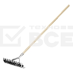 Грабли Palisad BASE двусторонние аэраторные, стальные, зубъя 11/21шт, 340 мм, деревянный черенок, фото 1