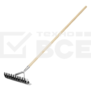 Грабли Palisad BASE двусторонние аэраторные, стальные, зубъя 11/21шт, 340 мм, деревянный черенок