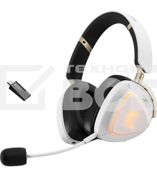 Гарнитура ASUS ROG Delta II KJP белый, беспроводная + проводная, Bluetooth, подсветка, совместимость с PS5, Xbox