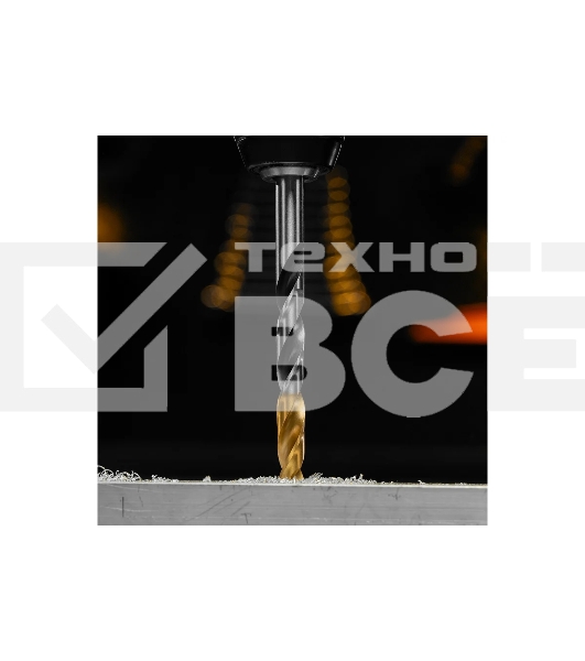 Сверло спиральное по металлу Denzel 10 x 133мм, Р6М5, Golden Tip, многогранная заточка