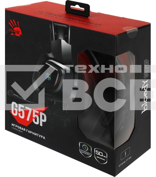 Гарнитура проводная с микрофоном A4Tech Bloody G575P черный 2м мониторные оголовье (G575P)