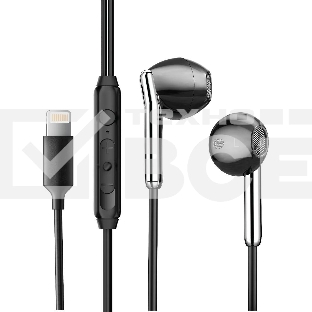 Наушники проводные Aksberry Y3 черный, внутриканальные, Lightning, микрофон на проводе