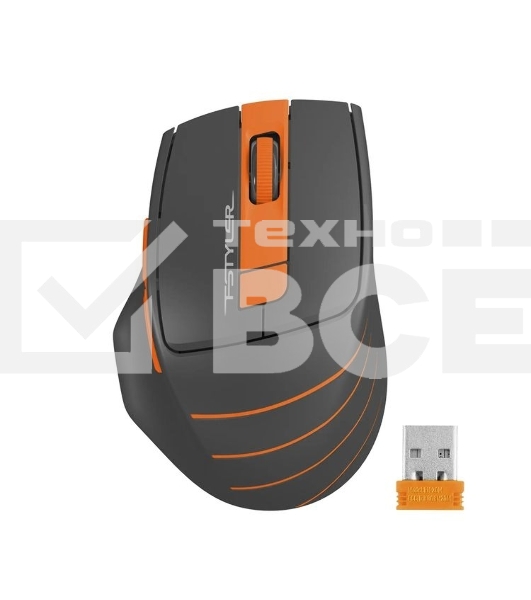 Мышь беспроводная A4Tech Fstyler FG30 серый/оранжевый, 2000 dpi, радиоканал, USB, кнопки - 5