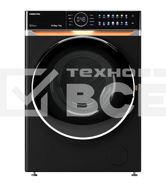 Стирально-сушильная машина HIBERG i-DDQ10 - 10714 B черный матовый загр. фронтальная макс.: 10,5 кг 1400 об/мин класс: А+++