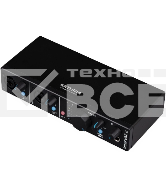 Аудиоинтерфейс USB Arturia MiniFuse 2 Black [800102] 24бит/192кГц, два комбинированных входа XLR-1/4 (микрофонный / линейный / инструментальный уровень) с фантомным питанием +48 В, выходы на монитор (L/R Jack), выход для наушников, MIDI In/Out