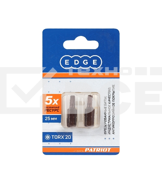 Бита EDGE by PATRIOT T20, сталь S2, длина 25 мм, 2шт в блистере