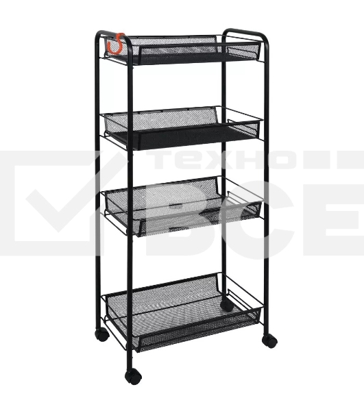 Этажерка ЗМИ Ладья 24К черный, на колесиках Э342Ч