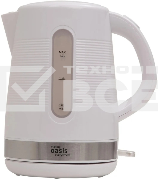 Чайник электрический Oasis making everywhere K-1PW 1,7 л, 2200 Вт, белый