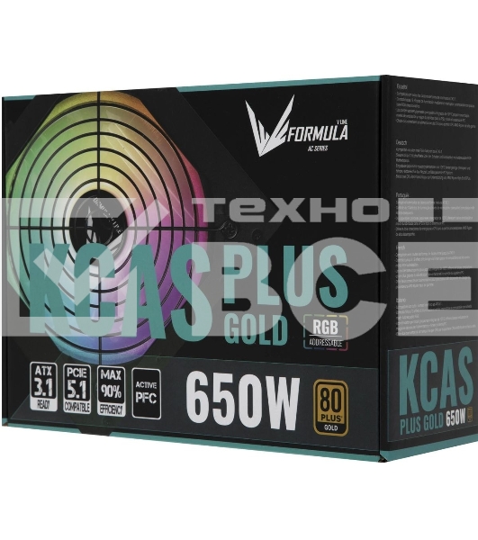 Блок питания Aerocool/Formula KCAS PLUS 650G, Gold 650Вт, 80 PLUS Gold, 120мм, черный