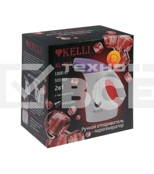 Отпариватель KELLI КL-312 сиреневый/белый, 1800 Вт, 20 г/мин, 500 мл