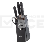 Набор ножей LARA LR05-55 6 предметов: Подставка (сосна) +4 ножа (Soft touch, мед. больстер) + ножницы, фото 1