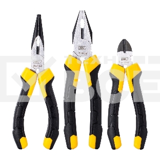 Набор плоскогубцев Deli DL2008Z-3 8-дюймовые комбинированные плоскогубцы, 6-дюймовые длинногубцы, 6-дюймовые диагональные плоскогубцы. Высокоуглеродистая сталь. Двухкомпонентная ручка