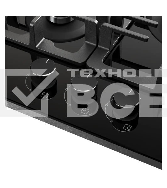 Варочная поверхность Kuppersberg FG 41 B, газ, High-Tech, 45 см, автоматический электроподжиг, газ-контроль, форсунки под сжиженый газ, SABAF конфорки, WOK конфорка, чугунные решетки, цвет черный, цвет фурнитуры черный