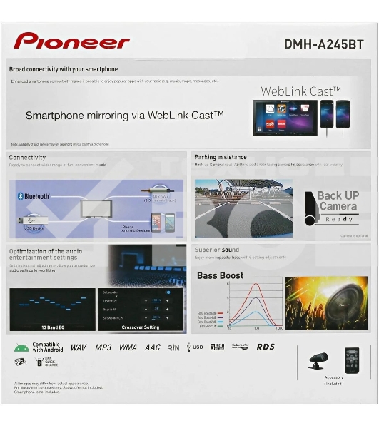 Автомагнитола Pioneer DMH-A245BT 2DIN 4x50Вт