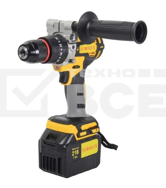 Дрель-шуруповерт Eurolux ДА-21/2Li, 20 В, 3 Ач, 55 Нм, бесщеточный
