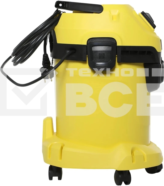 Строительный пылесос Karcher WD 3 P V-17/4/20 Workshop желтый, 1000 Вт, уборка сухая/сбор воды/выдув, пылесборник мешок/контейнер, 17 л