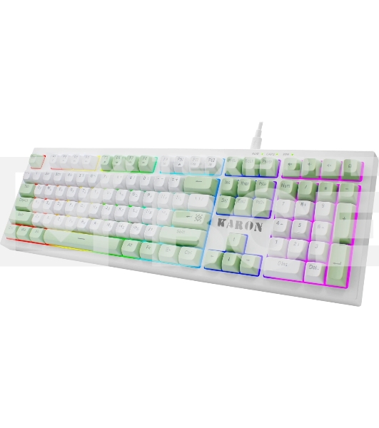 Клавиатура проводная игровая Defender Karon GK-129 RU,белый/зеленый