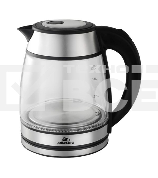 Чайник электрический Добрыня DO-1262 S серебро, 1,8л, 1,8кВт