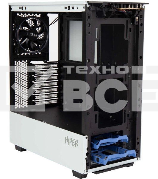 Компьютерный корпус Hiper PW81 белый без БП ATX 3x120мм 2xUSB2.0 2xUSB3.0 audio bott PSU