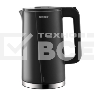 Чайник Centek CT-0005 черный, 1.7л, 2200Вт, бесшовная колба, двойные стенки, эффект термоса