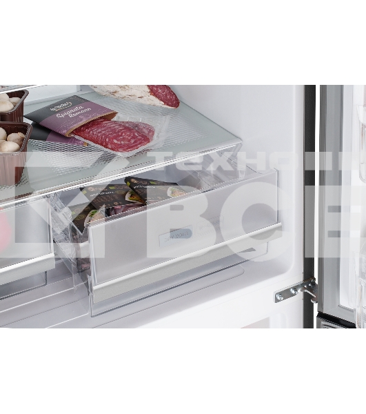 Холодильник Weissgauff WCD 450 INOX GLASS нержавеющая сталь трехкамерный side-by-side 286/141л морозилка снизу