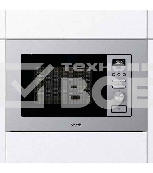 Микроволновая печь встраиваемая Gorenje BM201AG1X нержавеющая сталь, 20 л, 800 Вт, переключатели - поворотный механизм/кнопки