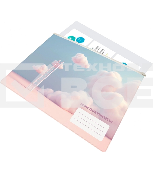 Папка на молнии ZIP Silwerhof CLOUD A4+ ПВХ 0.25мм