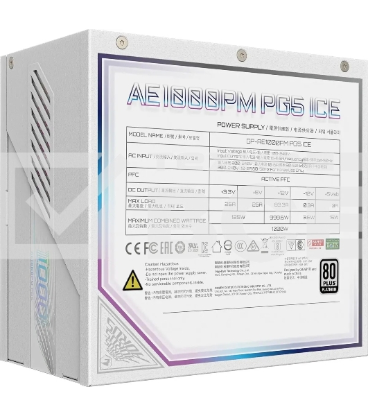 Блок питания Gigabyte ATX 1000W GP-AE1000PM PG5 ICE Gen.5 80+ platinum (20+4pin) APFC 120mm fan 16xSATA Cab Manag RTL
