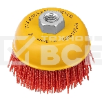 Щетка для УШМ Denzel 100 мм, чашка, нейлоновая щетина, М14, фото 1