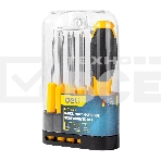 Многофункциональная отвертка 8-в-1 Deli DL636009 1шт ручка, 3 бита Phillips: PH0, PH1, PH2, 3 насадки с прорезями: 3 мм, 5 мм, 6 мм,2 специальные биты: точечные, Y-образные. Материал хвостовика: Cr-V., фото2