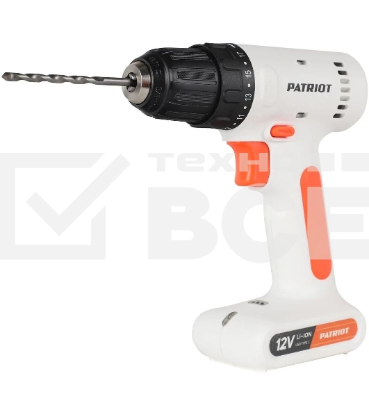 Дрель-шуруповерт аккумуляторная Patriot BR 113Li, Аккумуляторная, 12В, Кейс