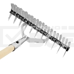 Грабли Palisad BASE двусторонние аэраторные, стальные, зубъя 11/21шт, 340 мм, деревянный черенок, фото3