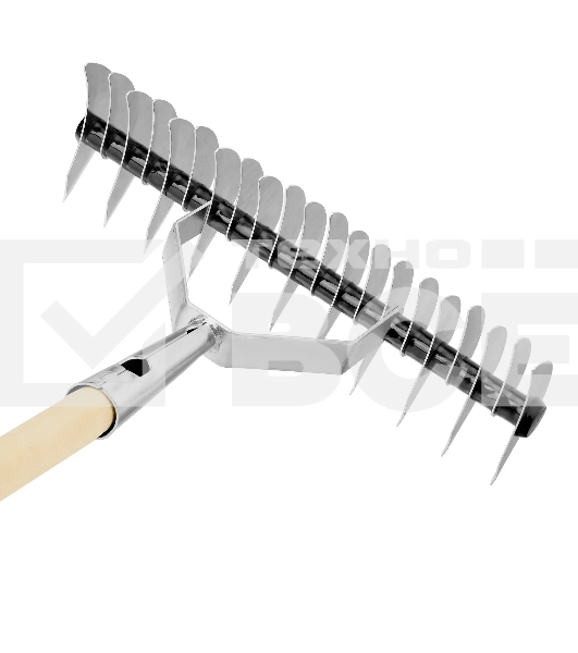 Грабли Palisad BASE двусторонние аэраторные, стальные, зубъя 11/21шт, 340 мм, деревянный черенок