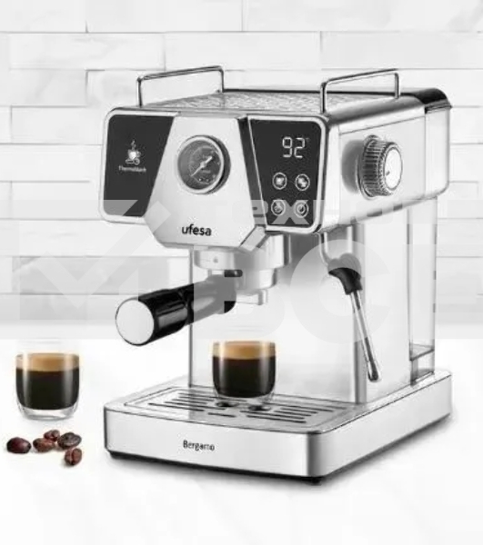 Кофеварка рожковая Ufesa BERGAMO серебристый, исп. кофе - молотый, 1.8 л, 1350 Вт, 20 бар