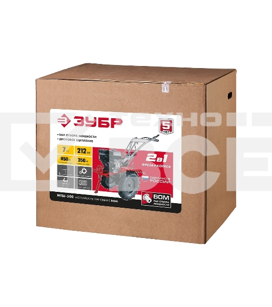 Мотоблок ЗУБР МТШ-500 бензиновый с ВОМ, 212 см3