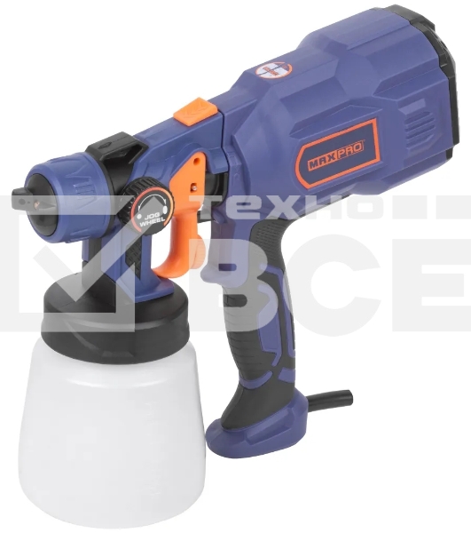 Распылитель электрический MAX-PRO MPSG550/800V 550 Вт, 2,5 мм, 800 мл, 60 din/сек, 700 мл/мин, 1,3 кг, HVLP, коробка